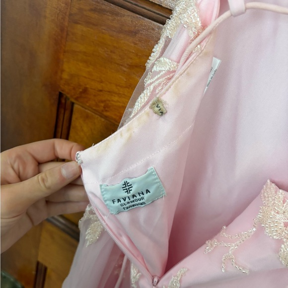 Strappy-Back Long Light Pink Prom Dress by Faviana - Picture 10 of 16